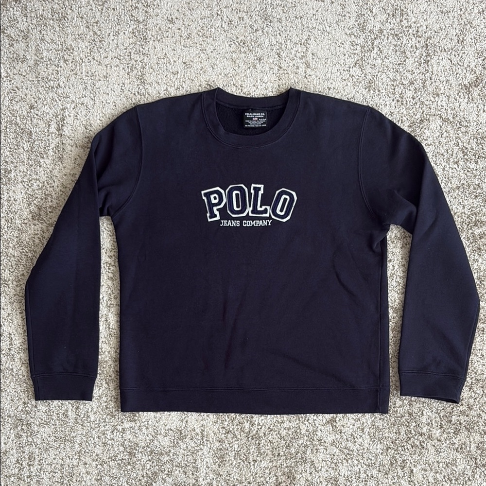 Woman’s Polo Jeans Co. Ralph Lauren Navy Sweatshirt Sz .M